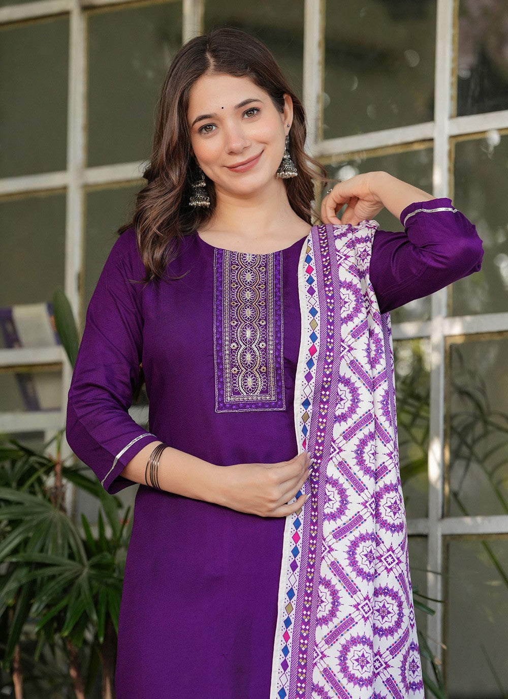 Embroidered Rayon Wine Salwar Suit T6092