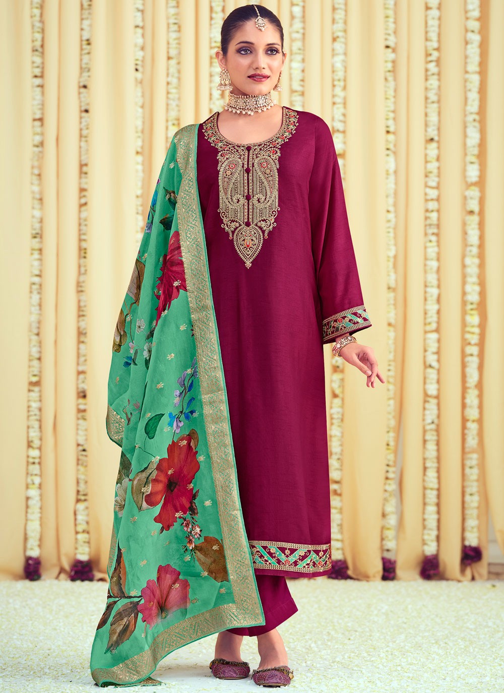 Raw Silk Pakistani Suit - T1654
