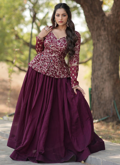 Plain Vichitra Silk Readymade Lehenga Choli - L2085