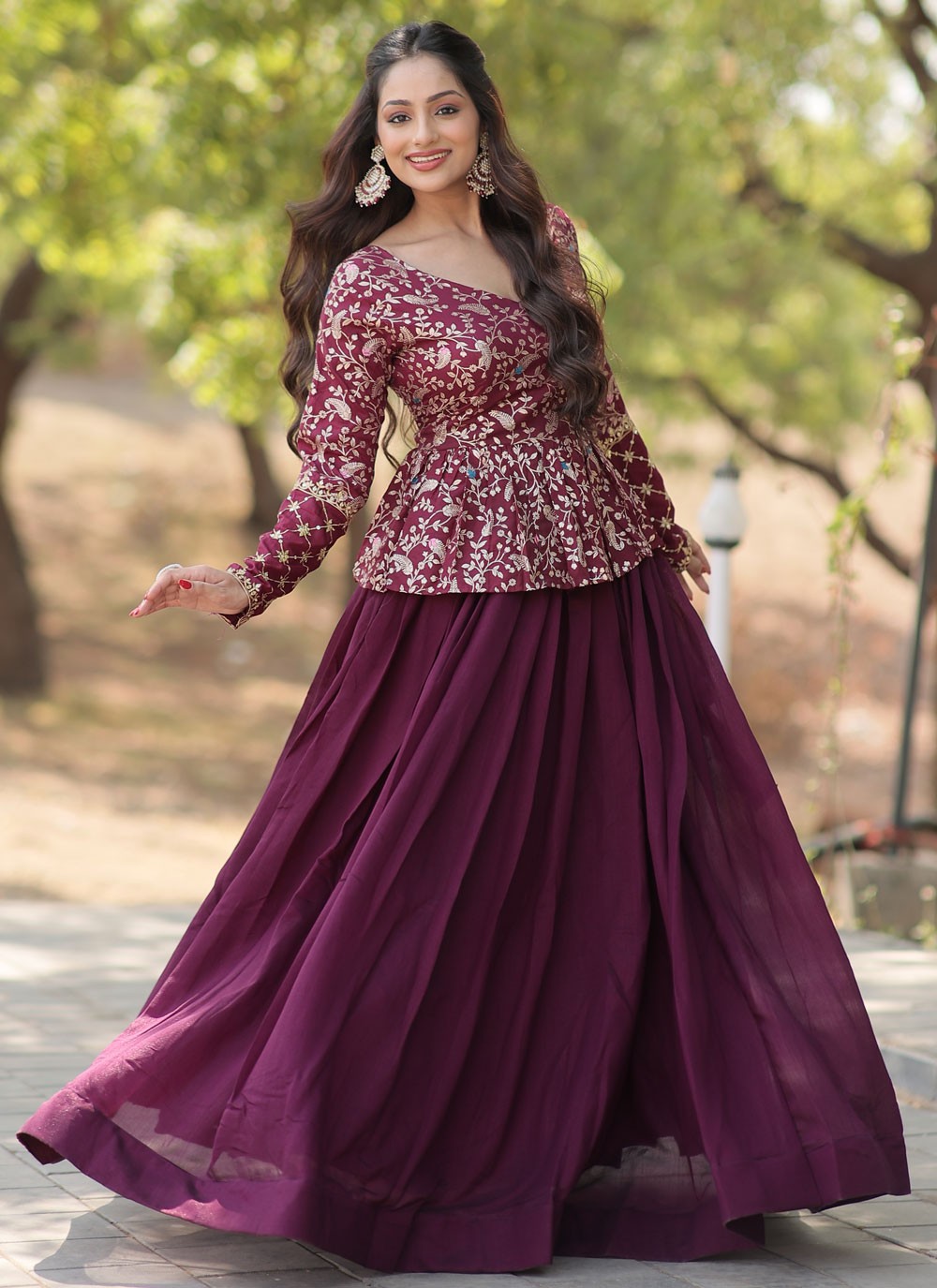 Plain Vichitra Silk Readymade Lehenga Choli - L2085