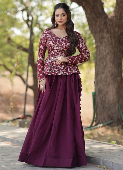 Plain Vichitra Silk Readymade Lehenga Choli - L2085