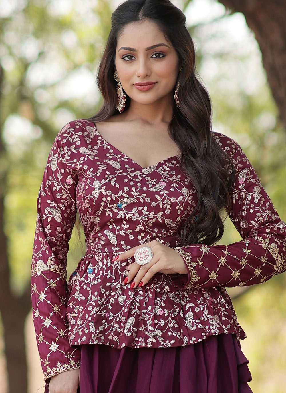 Plain Vichitra Silk Readymade Lehenga Choli - L2085