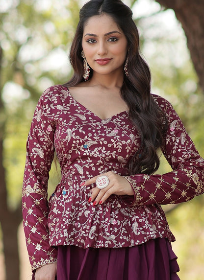 Plain Vichitra Silk Readymade Lehenga Choli - L2085