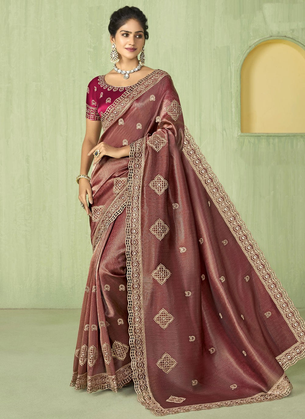 Classic Embroidered Tissue Saree - S9238