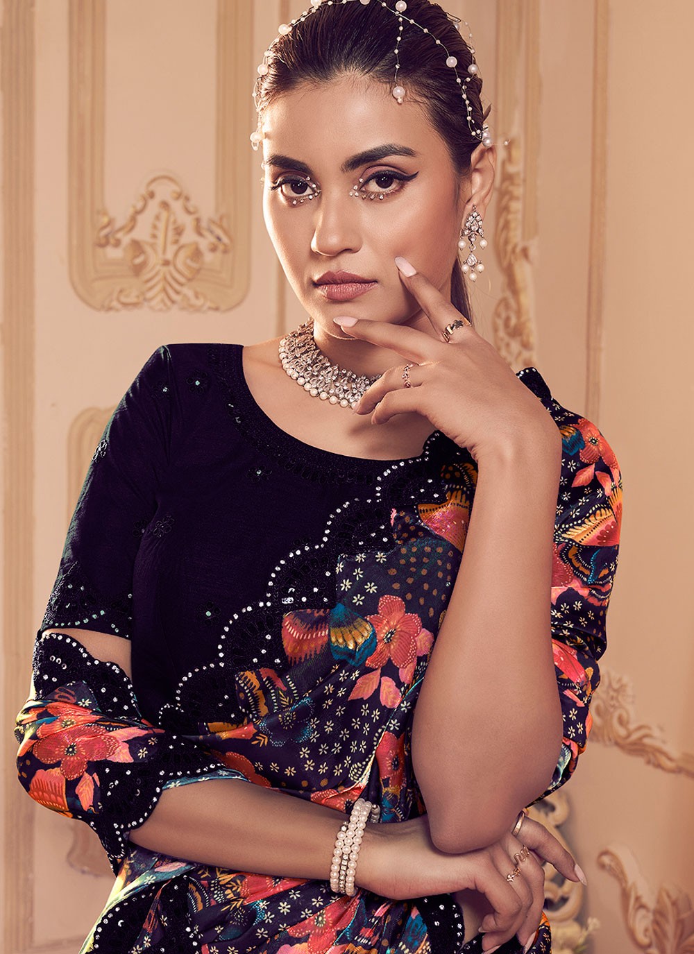 Classic Printed Fancy Fabric Saree - S6360