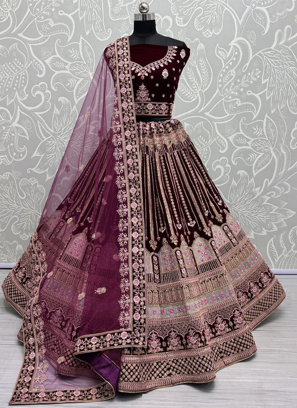 Dimond Velvet A - Line Lehenga - L2602