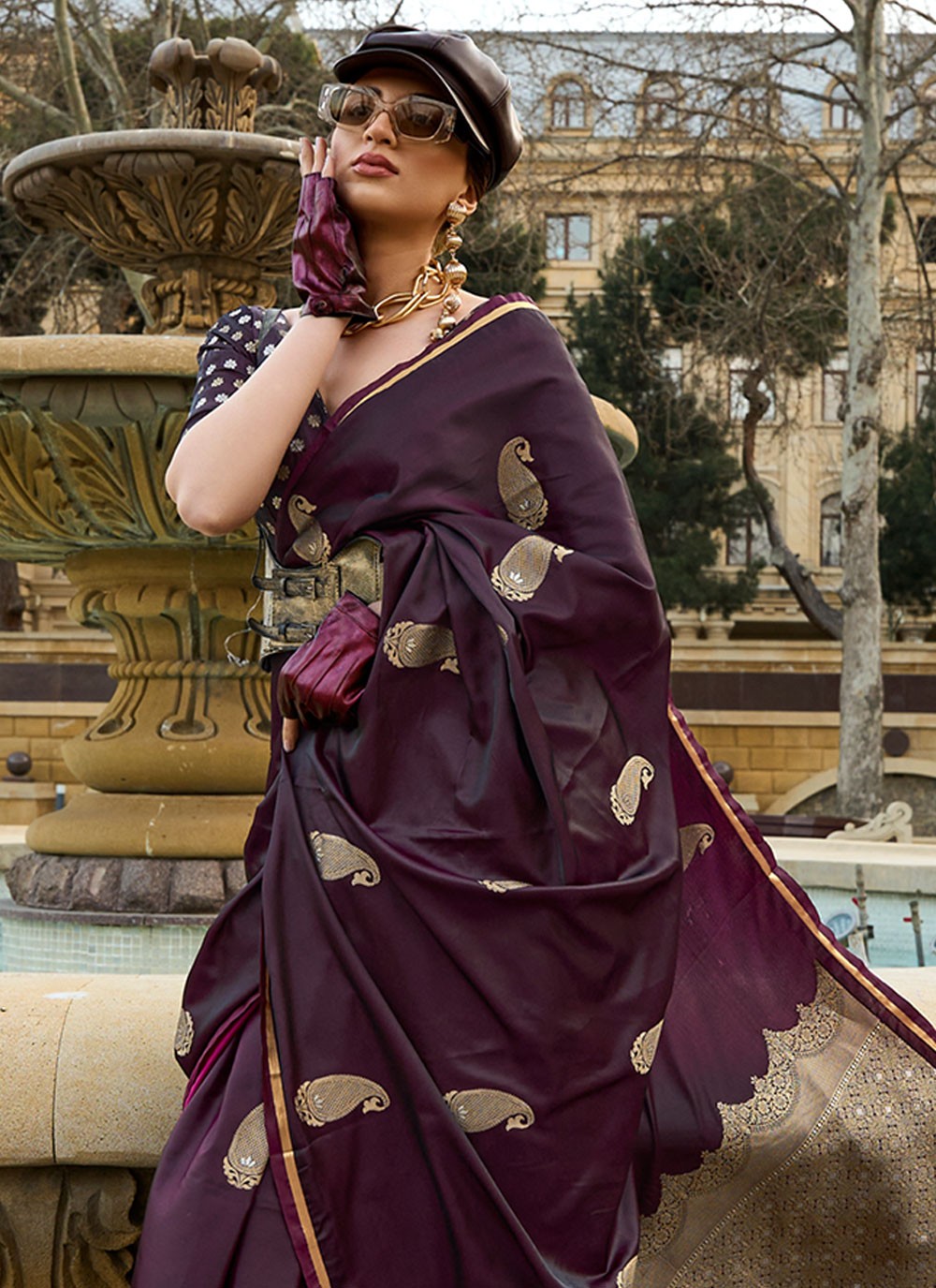 Contemporary Woven Satin Saree - S5971