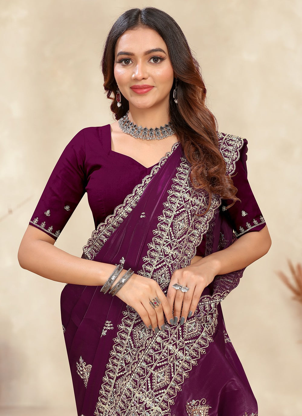 Trendy Cord Crepe Silk Saree - S5288