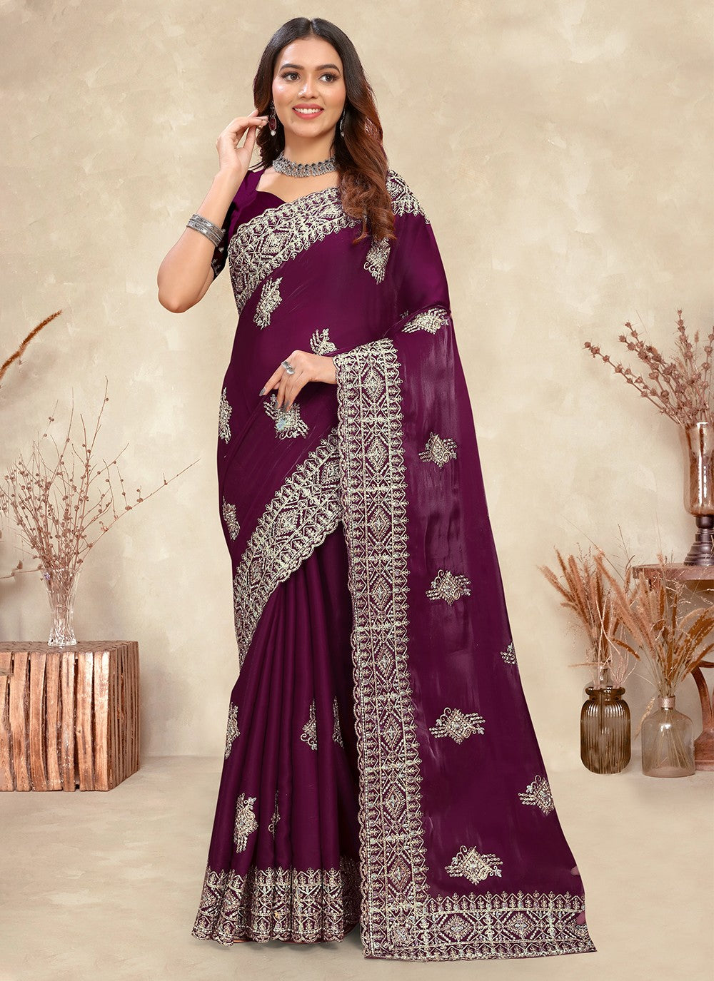 Trendy Cord Crepe Silk Saree - S5288