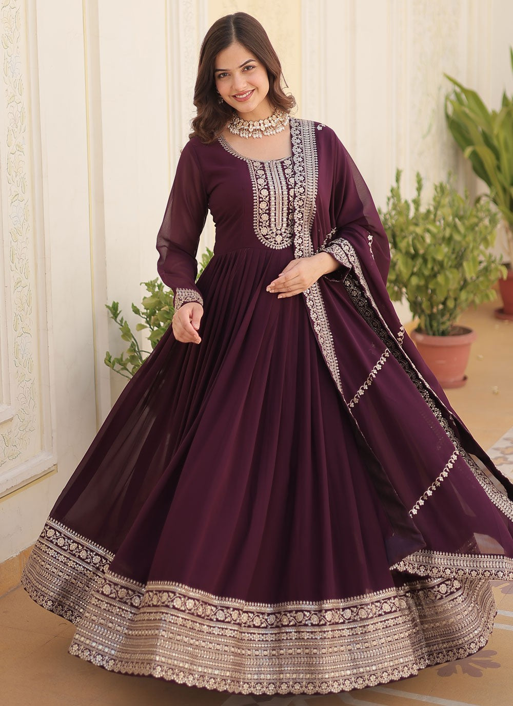 Faux Georgette Gown - G1416
