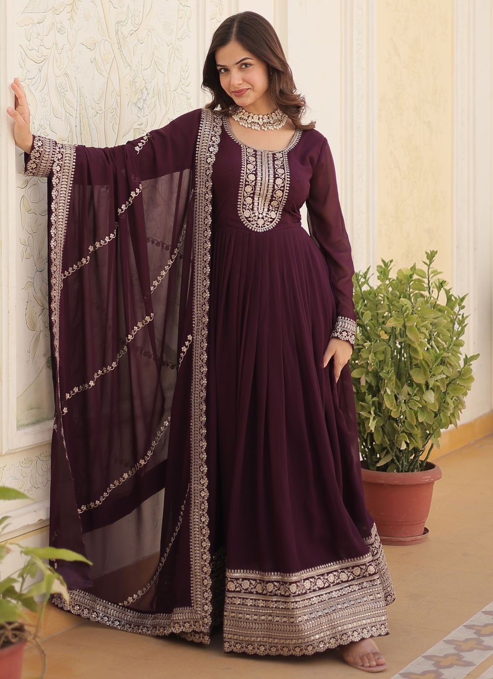 Faux Georgette Gown - G1416