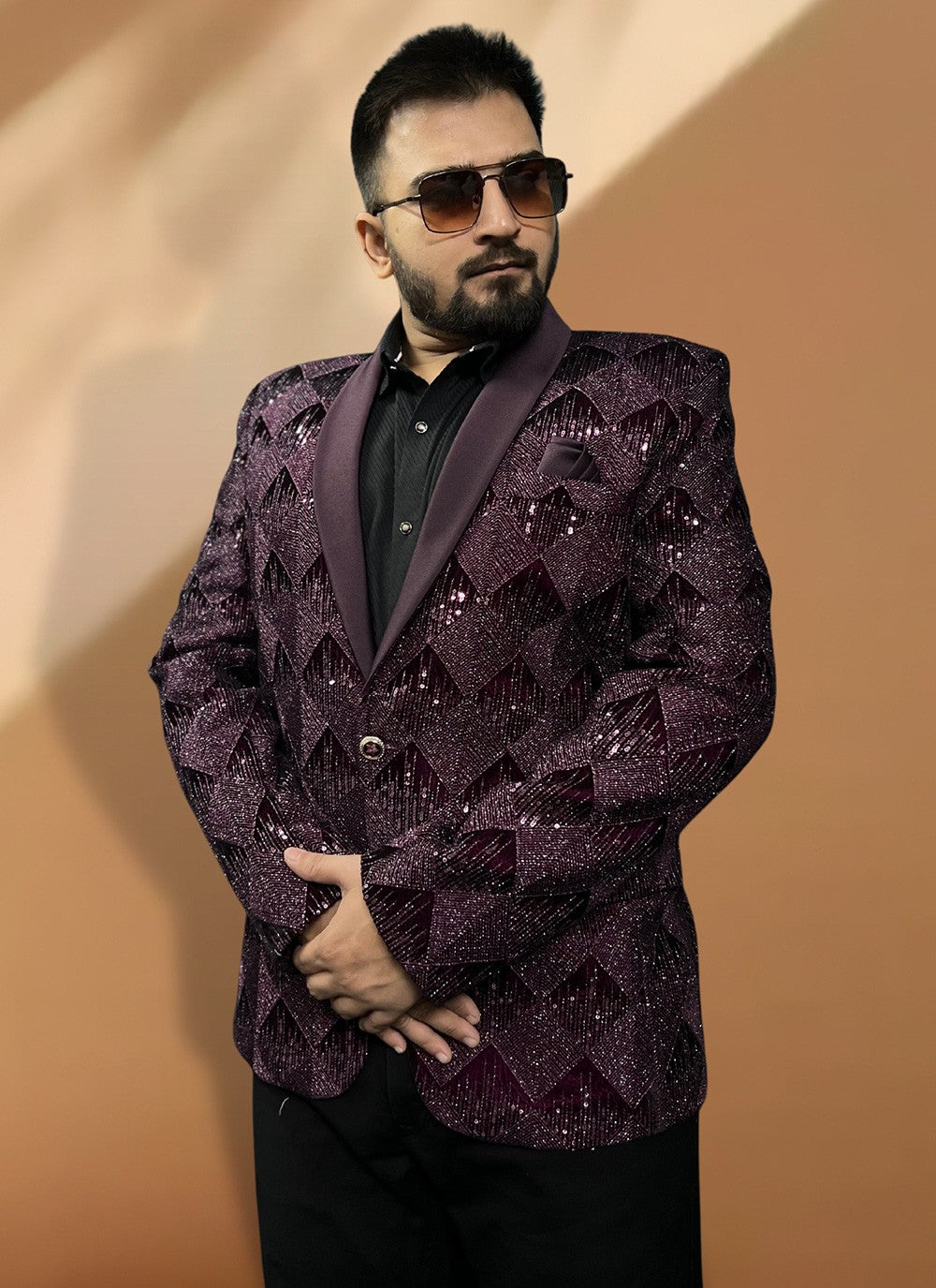 Sequins Velvet Wine Coats & Blazers - M5566