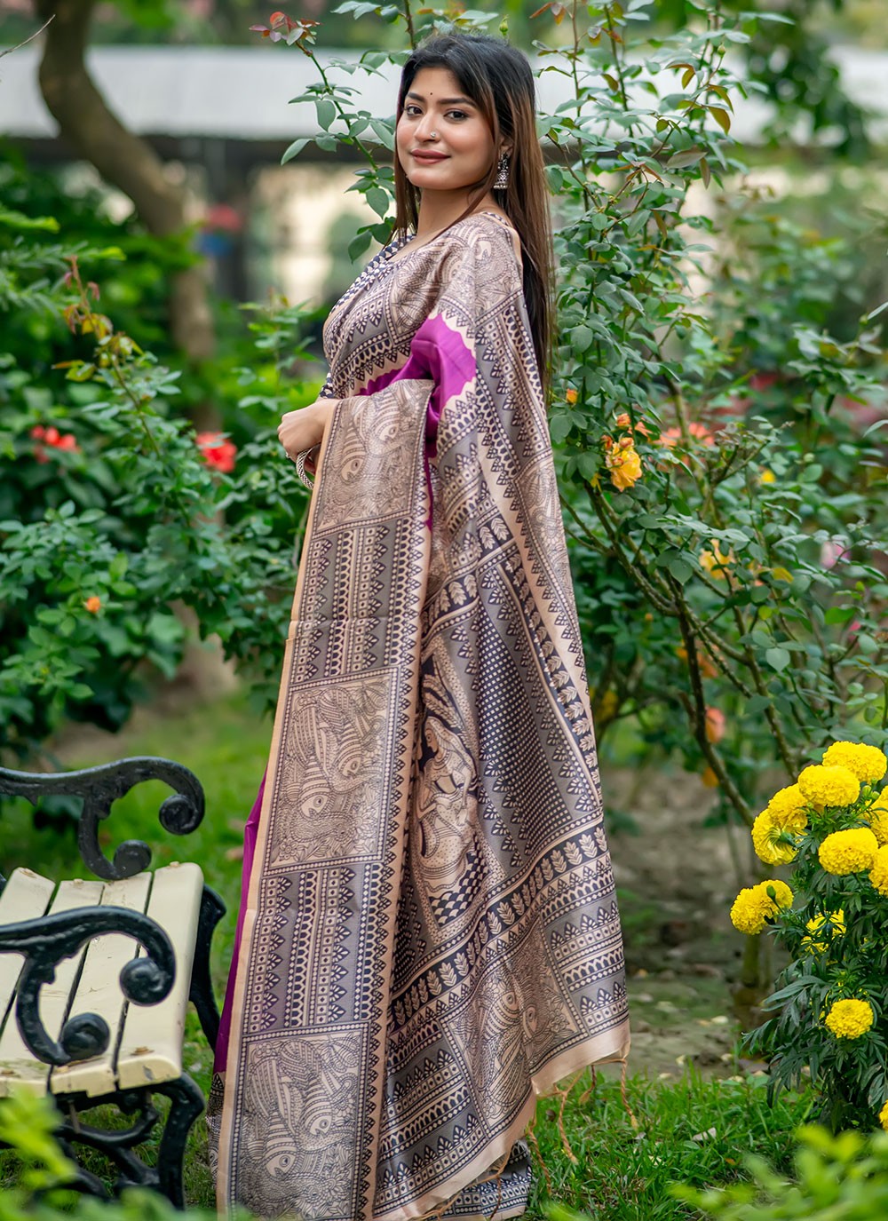 Contemporary Printed Tussar Silk Saree - S6692