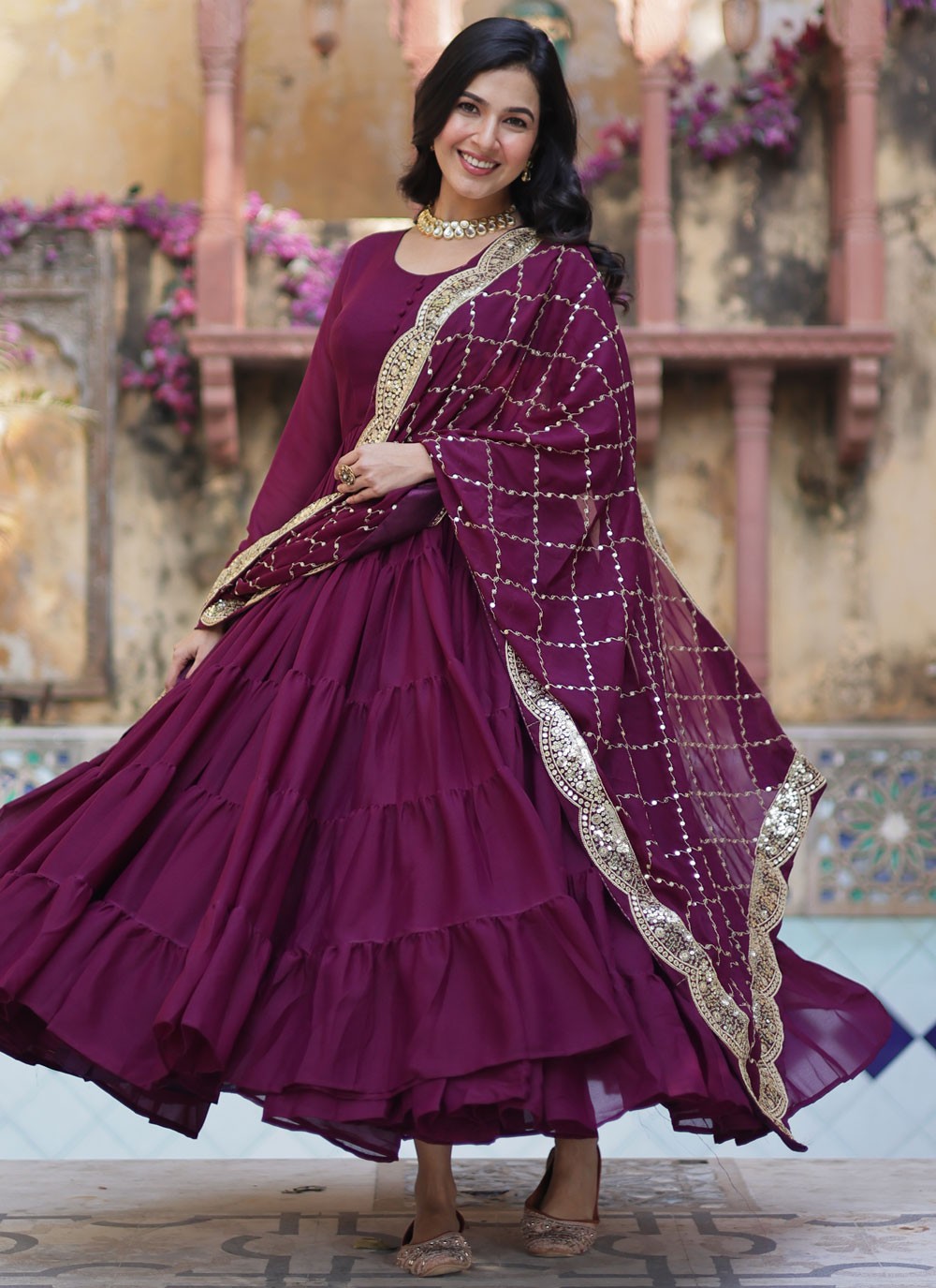 Plain Georgette Gown - G1836