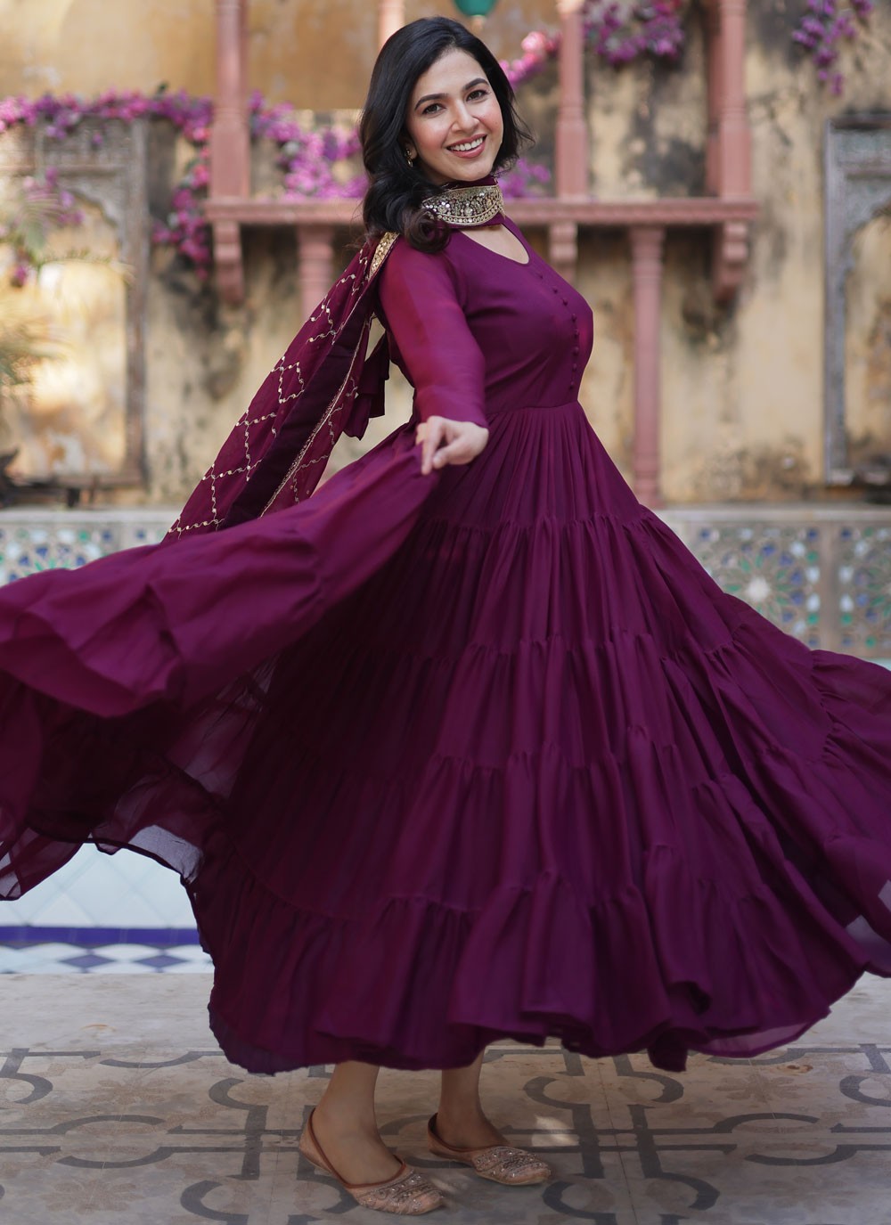 Plain Georgette Gown - G1836