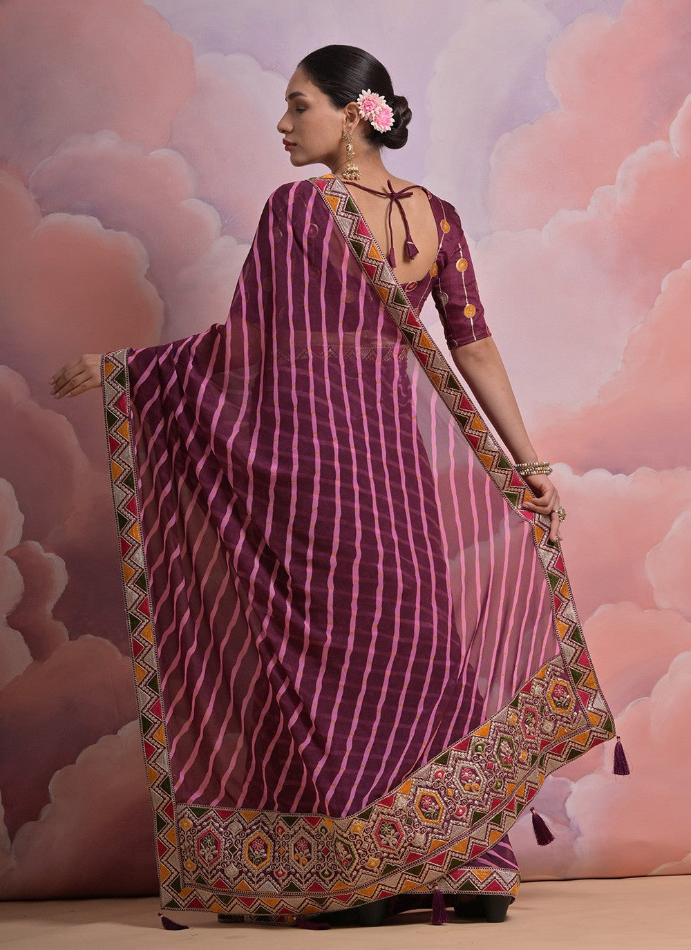 Trendy Border Work Georgette Saree - S4872