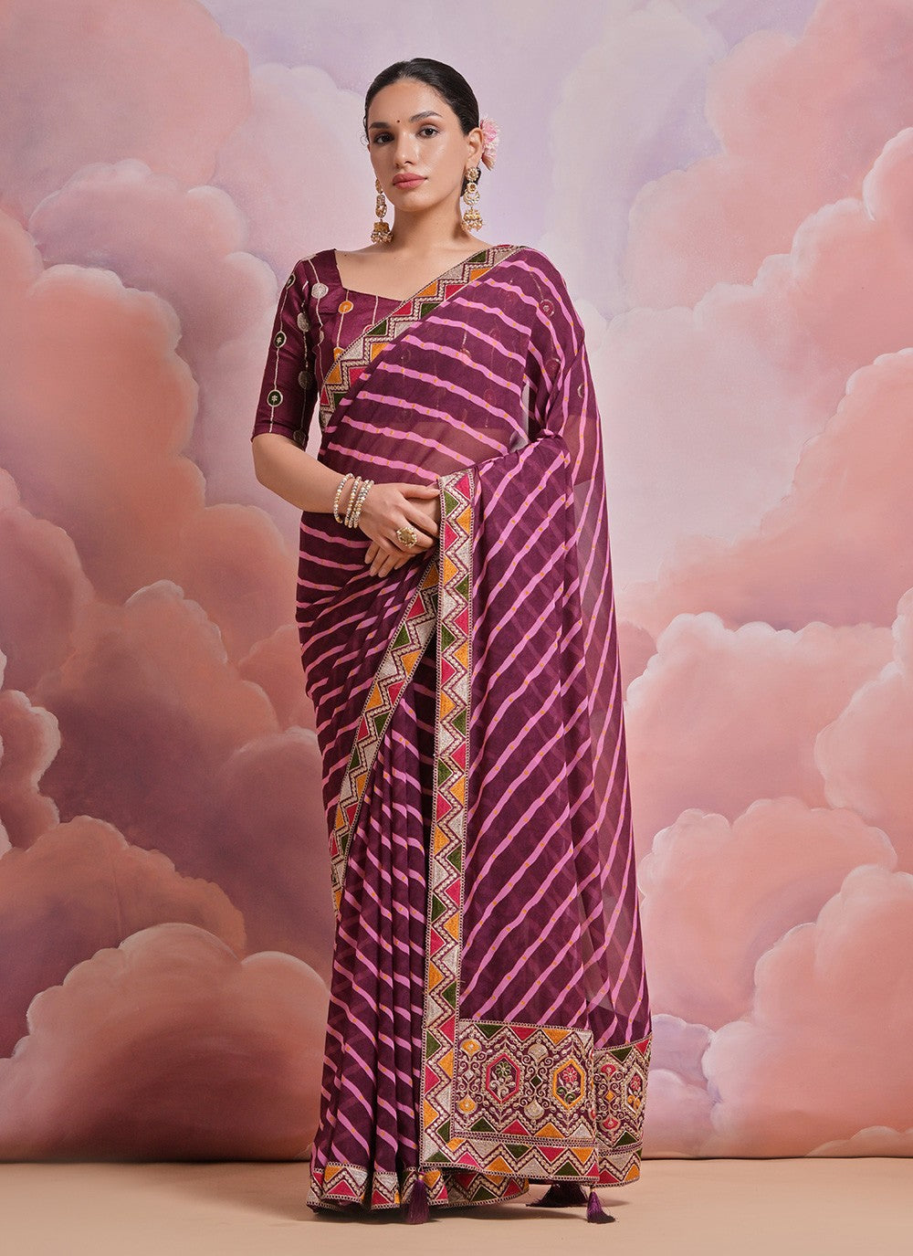 Trendy Border Work Georgette Saree - S4872