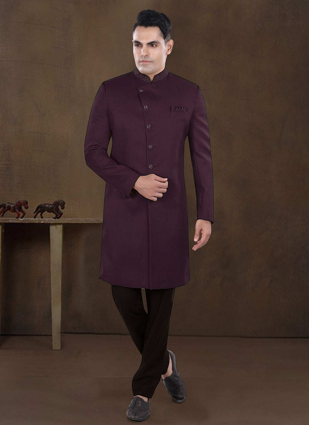 Embroidered Imported Wine Indo Western - M8234