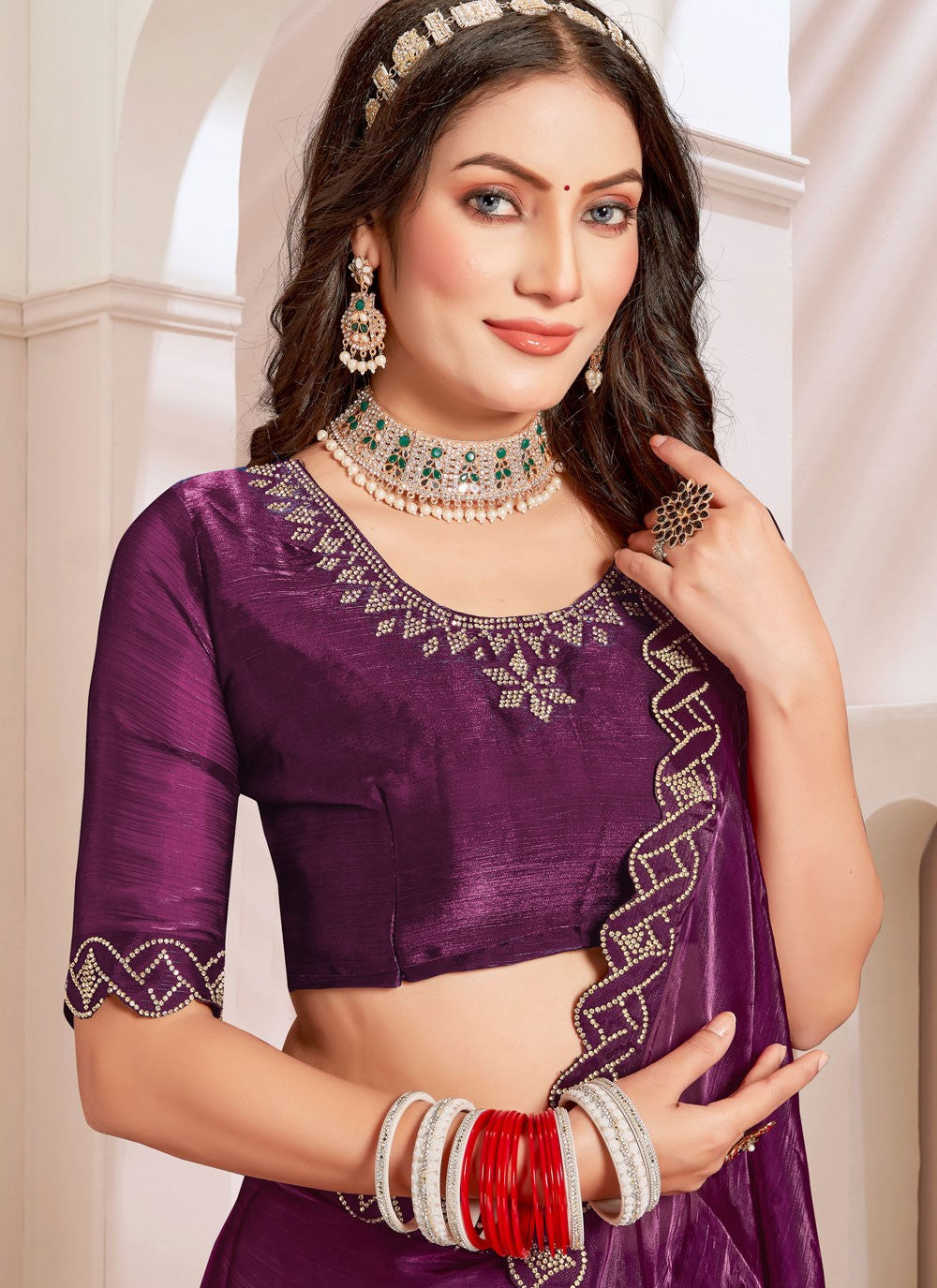 Classic Cut Work Silk Saree - S7798