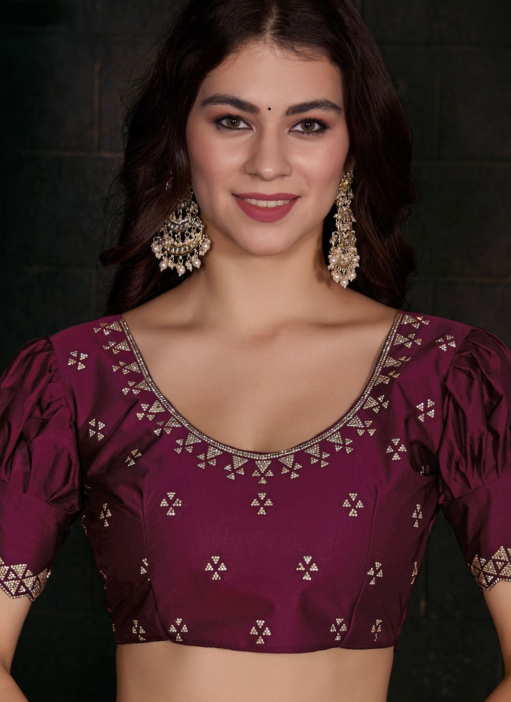 Contemporary Zircon Georgette Satin Saree - S5674