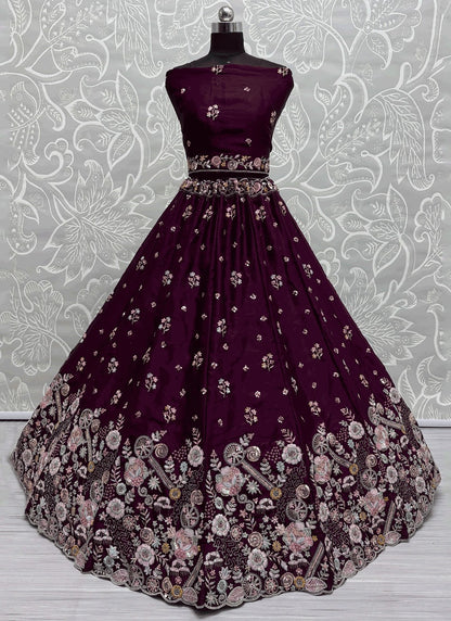 Embroidered Silk A - Line Lehenga - L2888