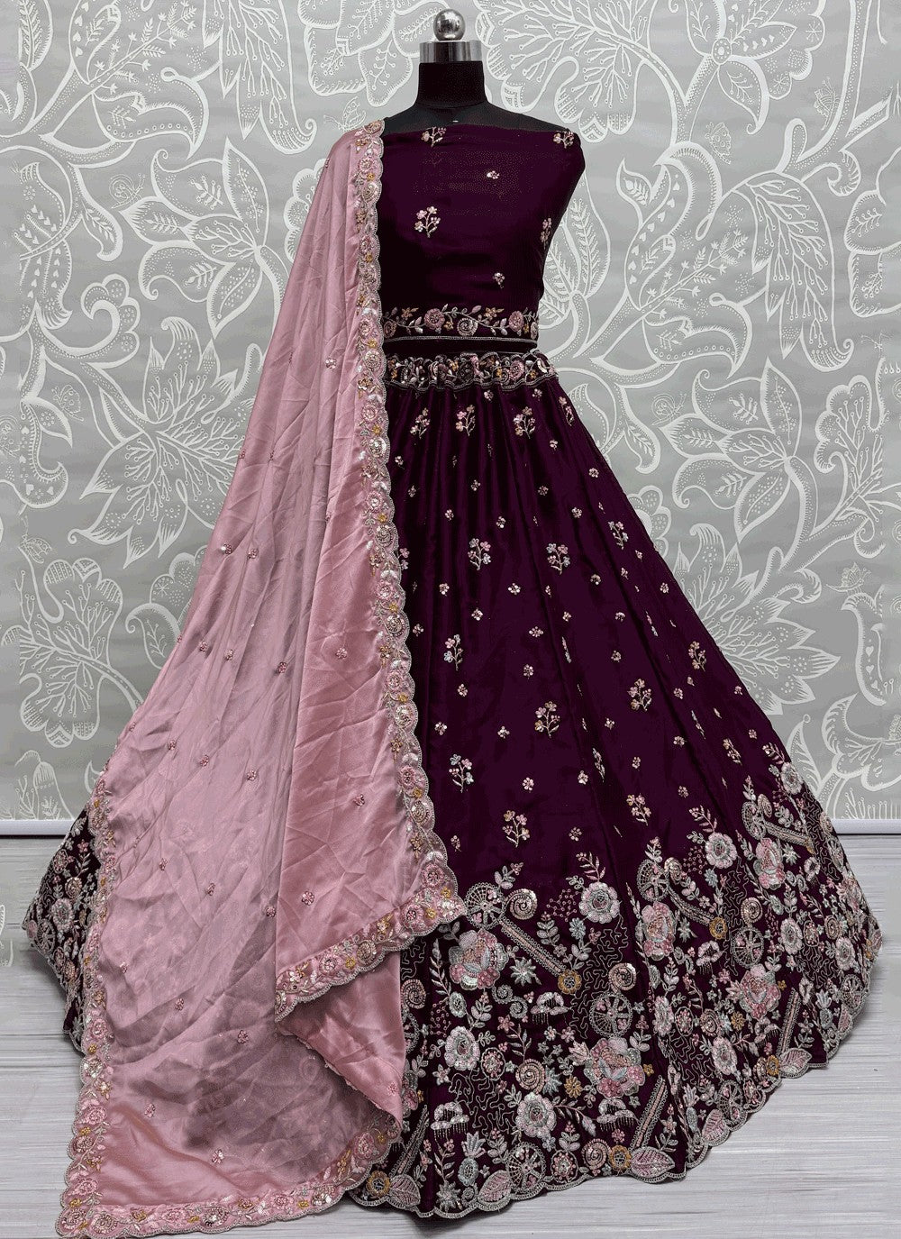 Embroidered Silk A - Line Lehenga - L2888