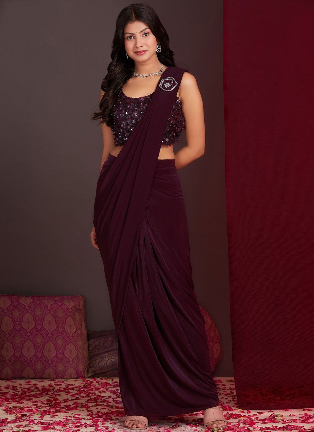 Fancy Work Silk Saree - S11601