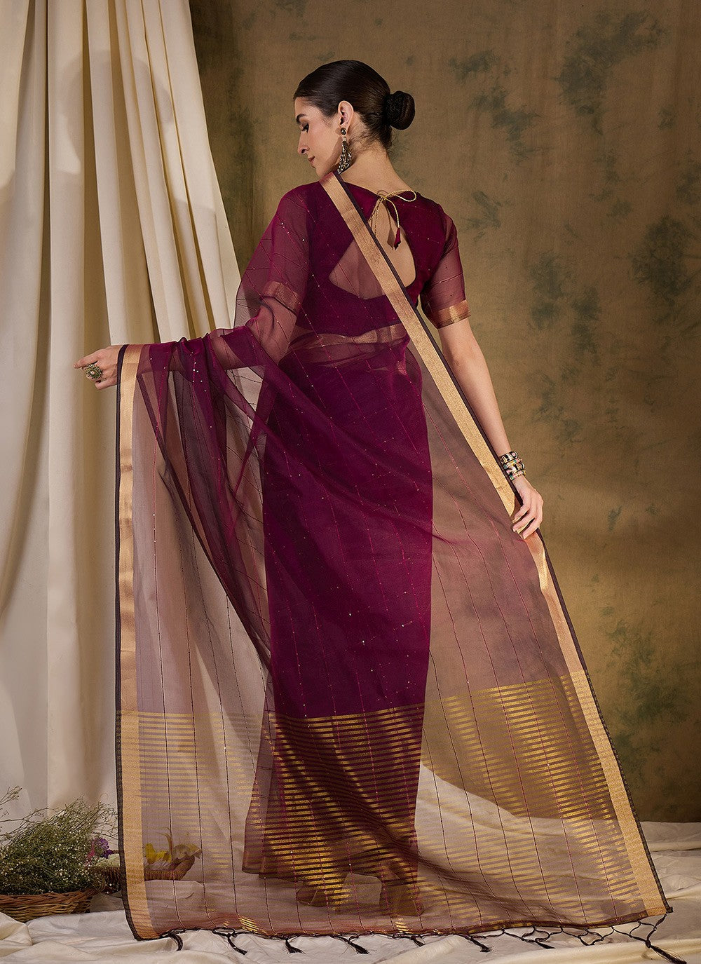 Casual Sequins Organza, Silk Saree - S6993