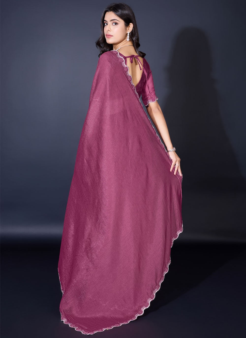 Trendy Fancy Work Shimmer Saree - S8818