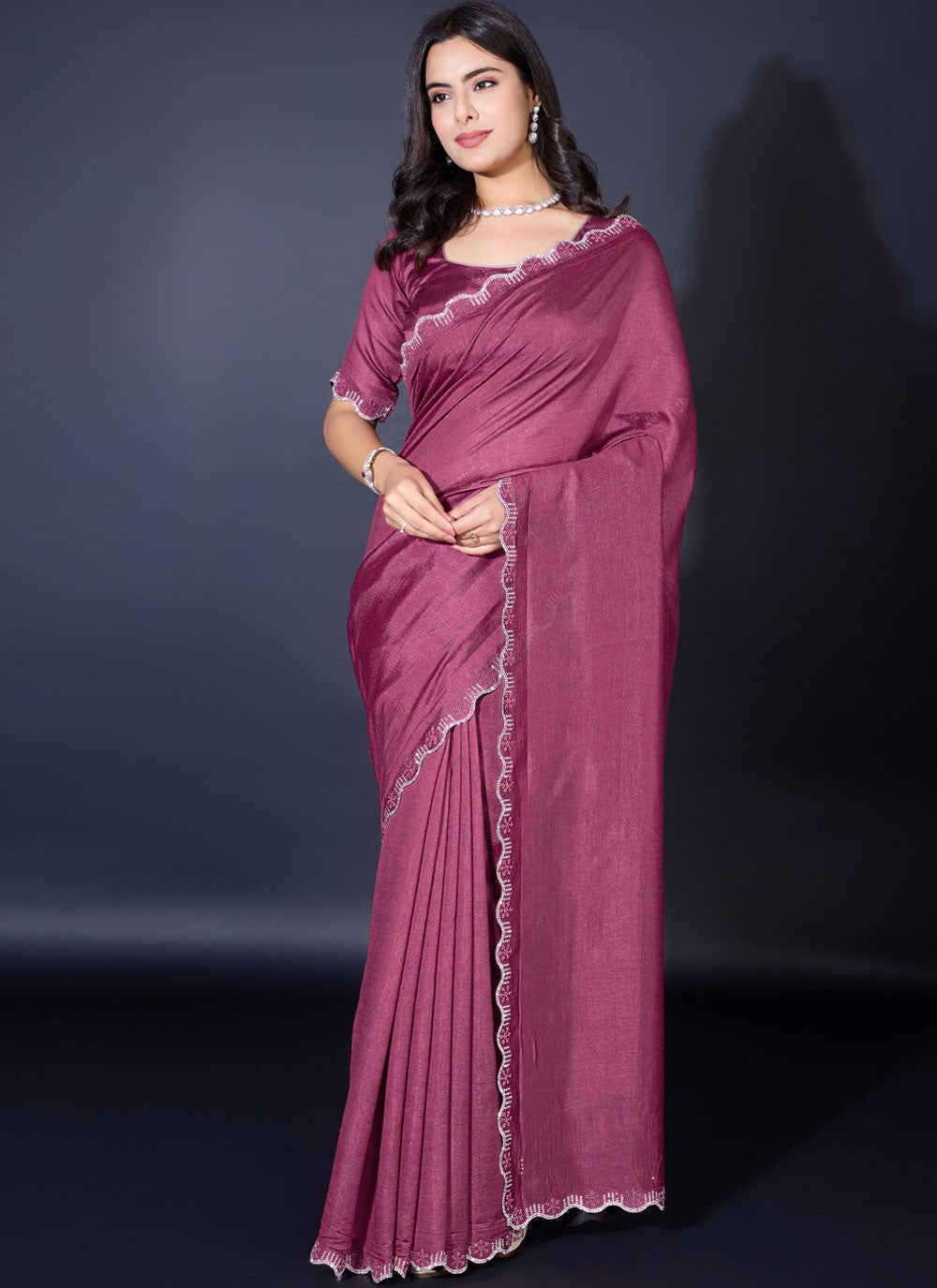 Trendy Fancy Work Shimmer Saree - S8818