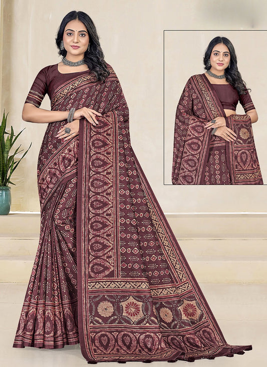 Wine Silk Contemporary Saree Woven S19651