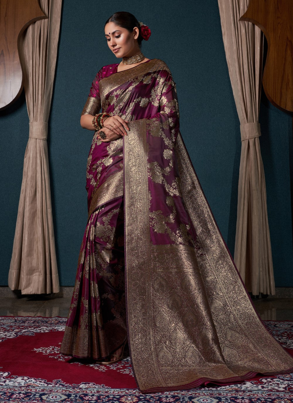 Classic Designer Satin Silk Saree - S3845
