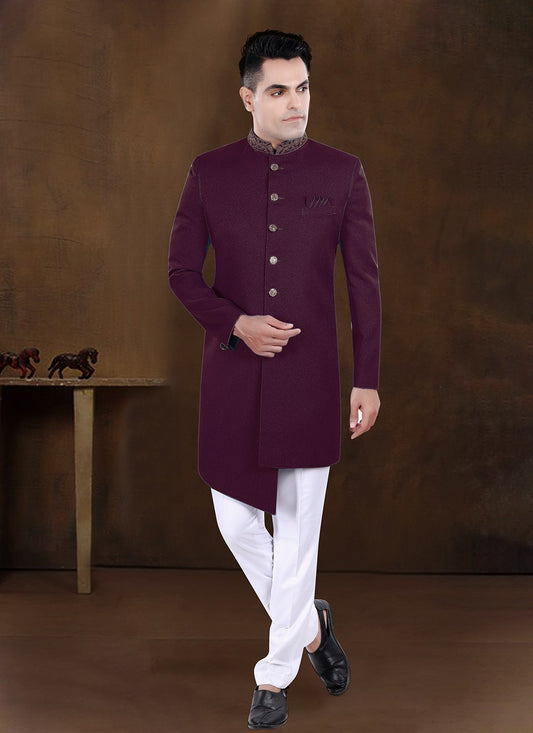 Embroidered Imported Wine Indo Western - M8205