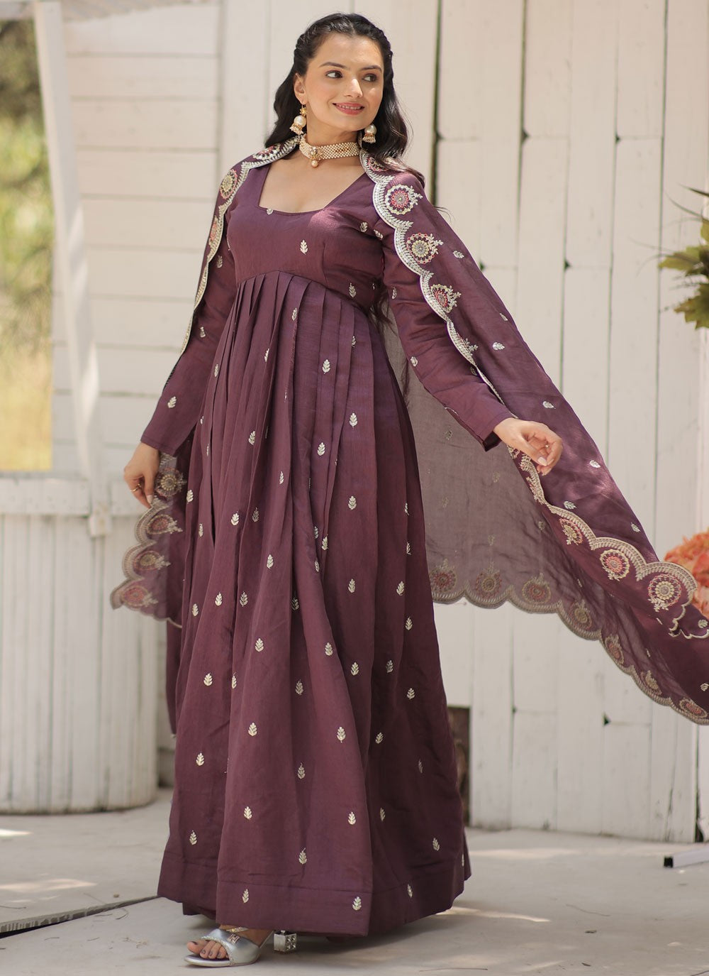 Vichitra Silk Gown - G1541