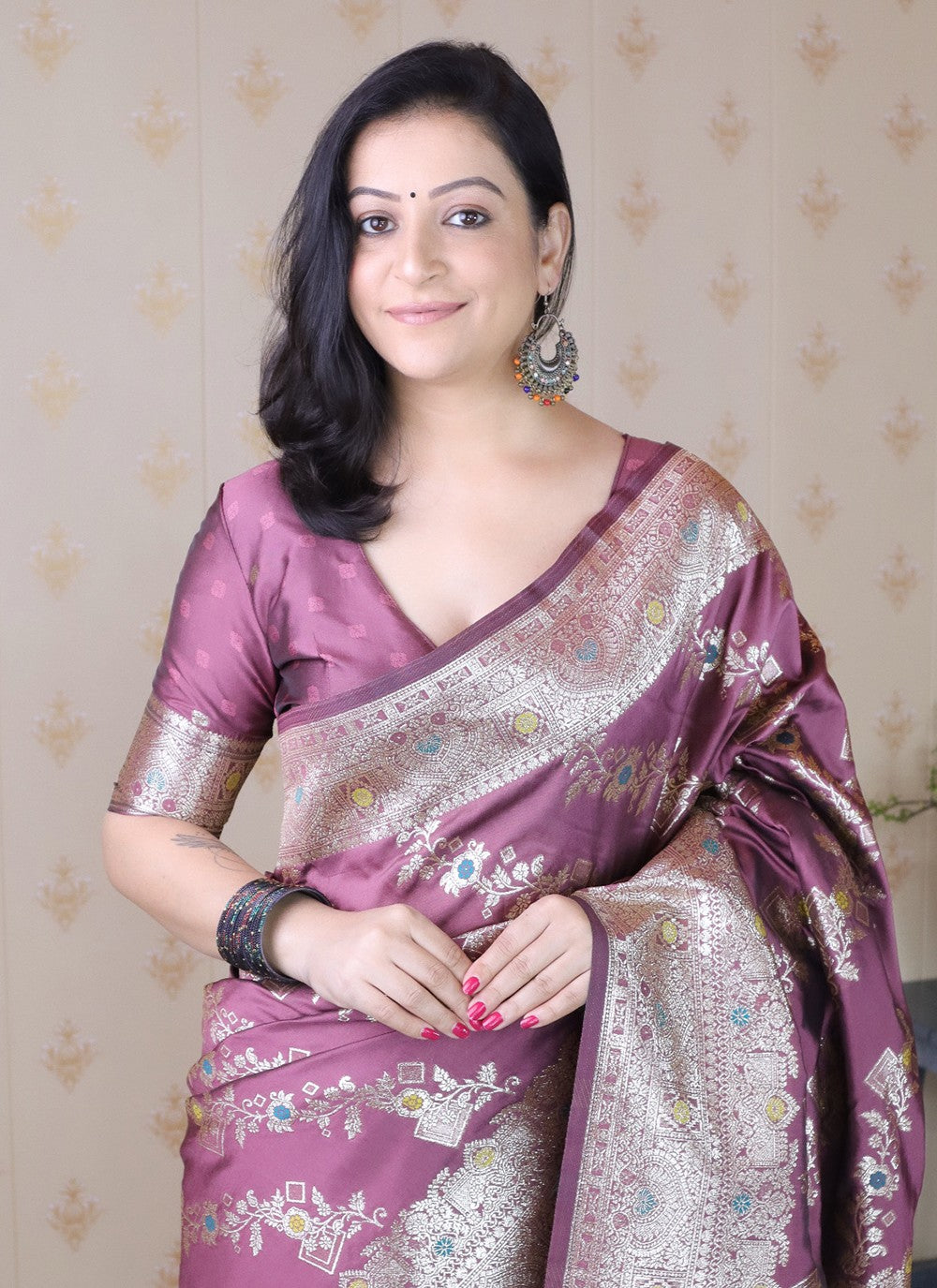 Purple Banarasi Silk Classic Saree Woven S19523