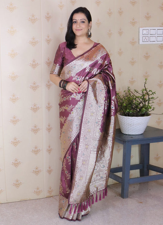 Purple Banarasi Silk Classic Saree Woven S19523