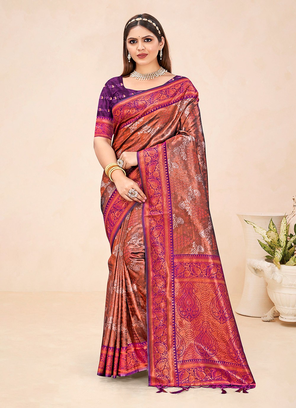 Classic Border Work Silk Saree - S6611