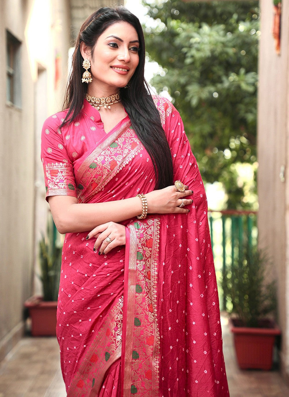 Traditional Bandhej Paithni, Silk Saree - S8842