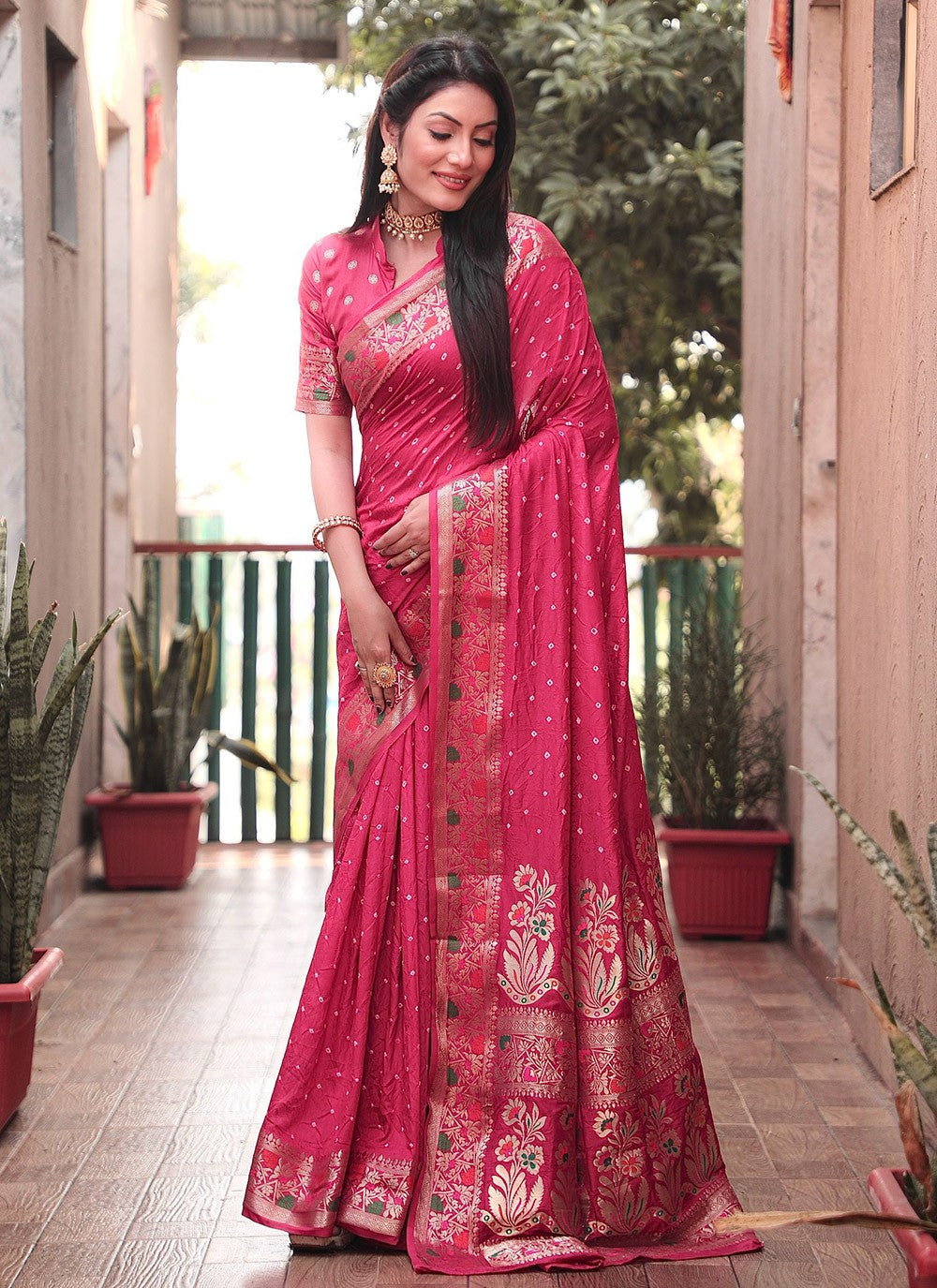 Traditional Bandhej Paithni, Silk Saree - S8842
