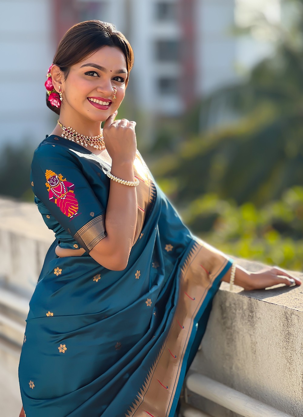 Classic Saree Woven Teal Silk Saree S12611