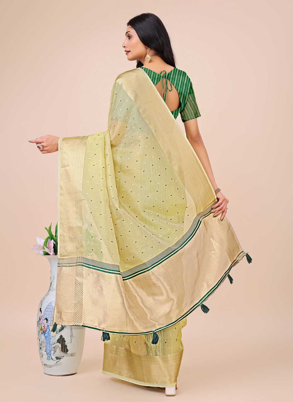 Woven Organza Green Classic Saree S15185