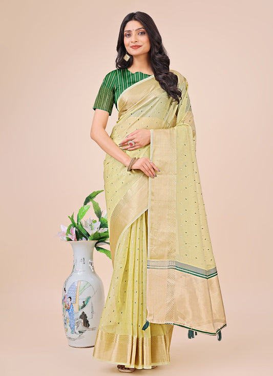 Woven Organza Green Classic Saree S15185