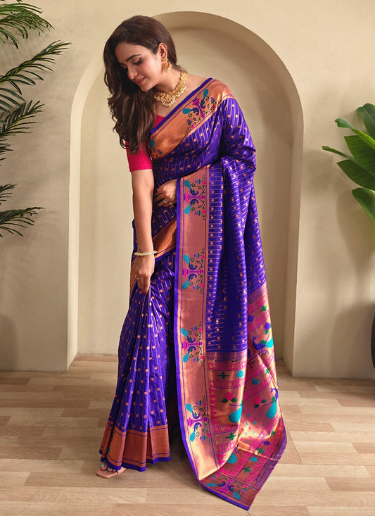 Violet Silk Contemporary Saree Woven S16434
