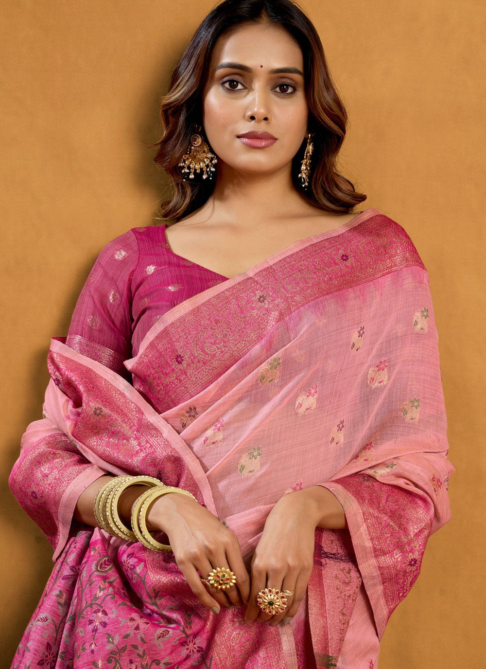 Magenta Cotton Classic Saree Woven, Zari S17304