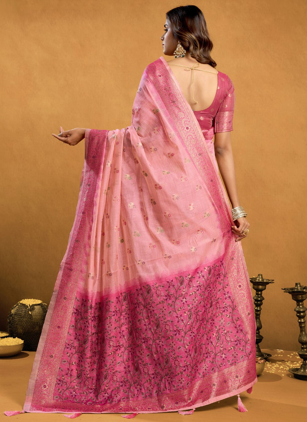 Magenta Cotton Classic Saree Woven, Zari S17304