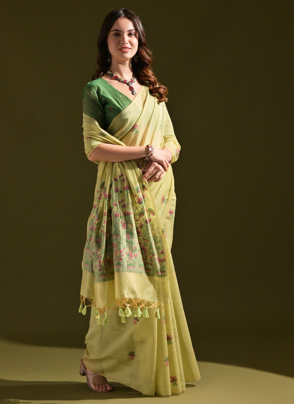 Thread, Woven Cotton Saree - S11916