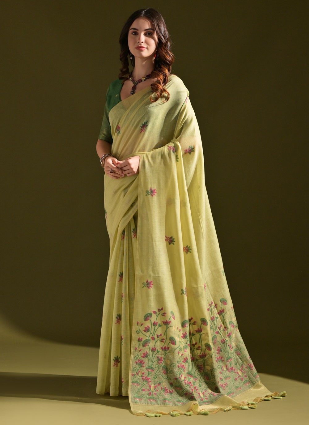 Thread, Woven Cotton Saree - S11916