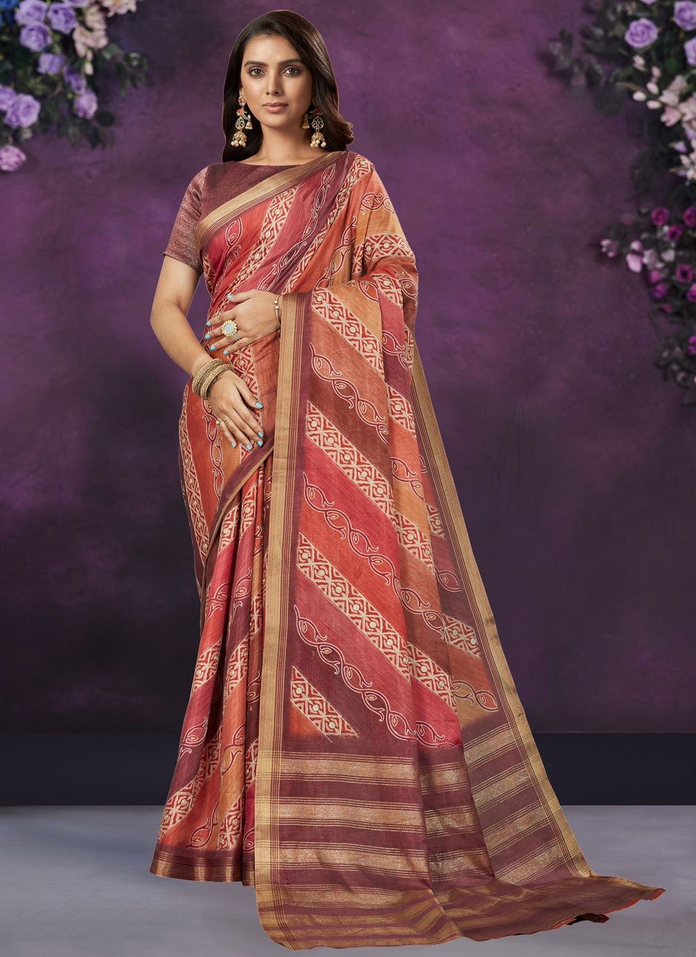 Classic Embroidered Tussar Silk Saree - S9296