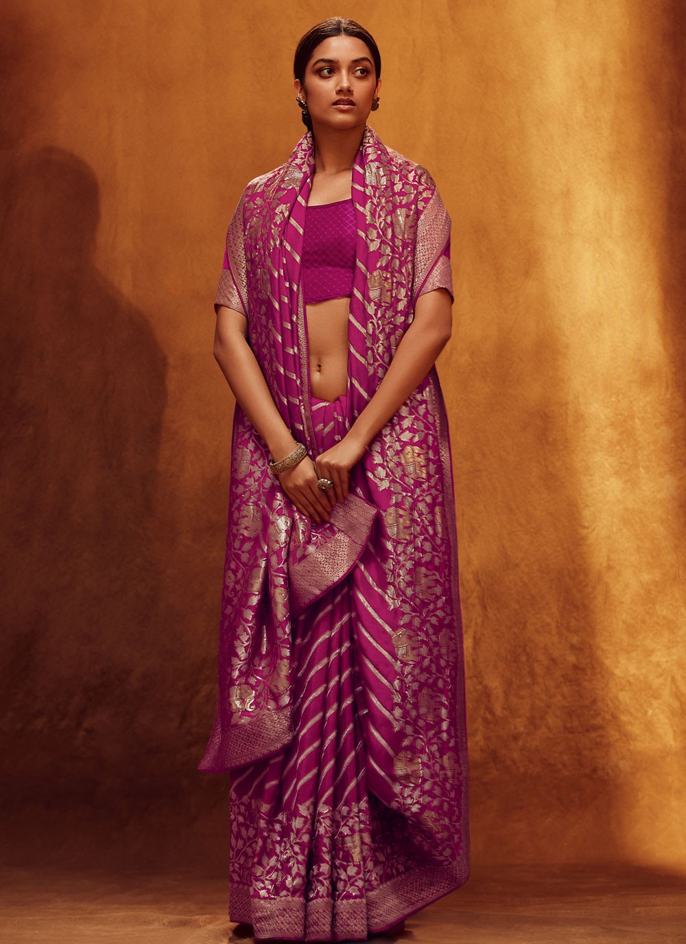 Classic Woven Viscose Saree - S4393