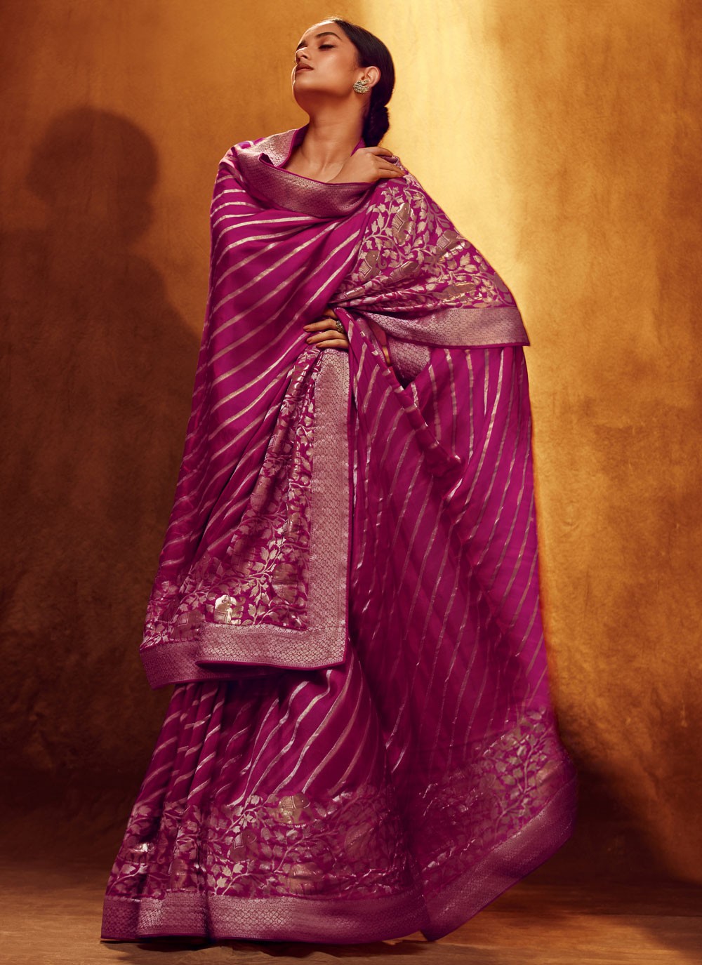 Classic Woven Viscose Saree - S4393